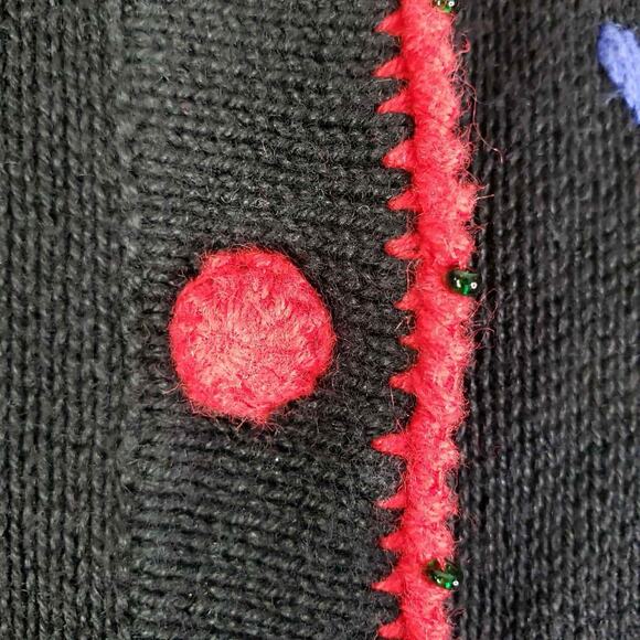 Vintage Paul Harris Cardigan Women's Medium Knit Christmas Black Sweater - Picture 6 of 11